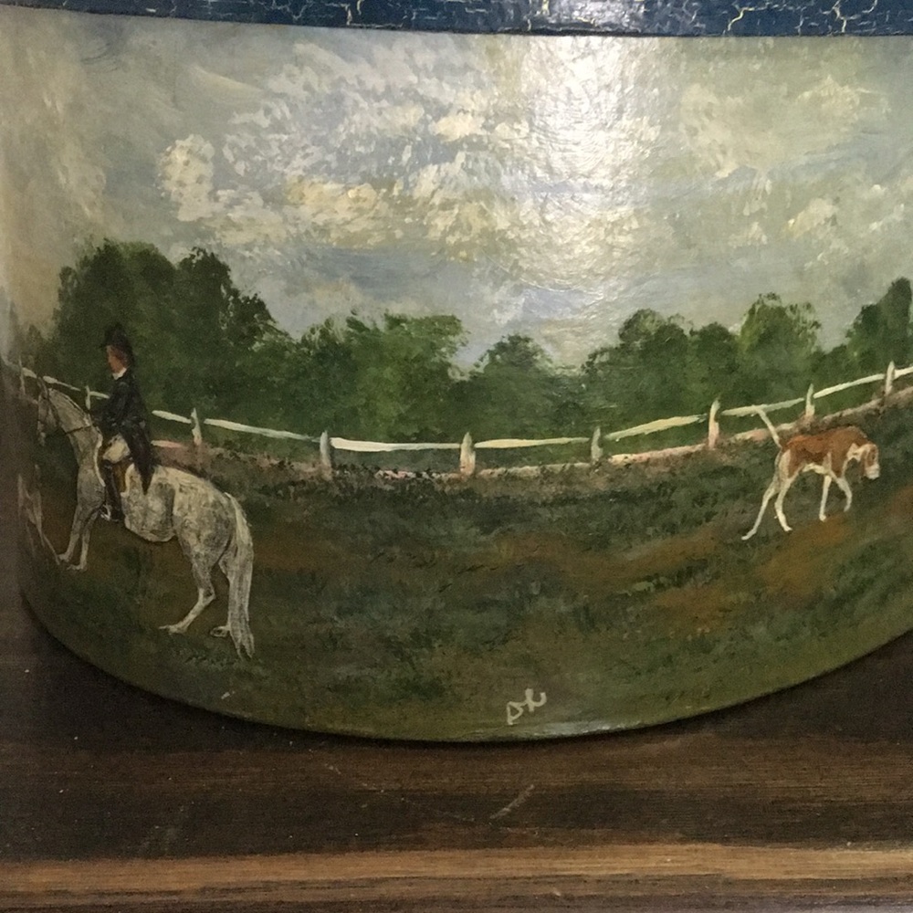 Vintage Folk Art box had painted signed by artist DL, Frenchtown, NJ early 80s. - Picture 5 of 16